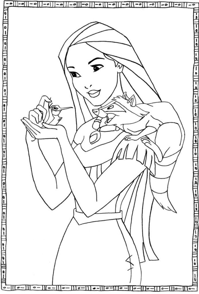 Plansa de colorat cu Pocahontas 43 38